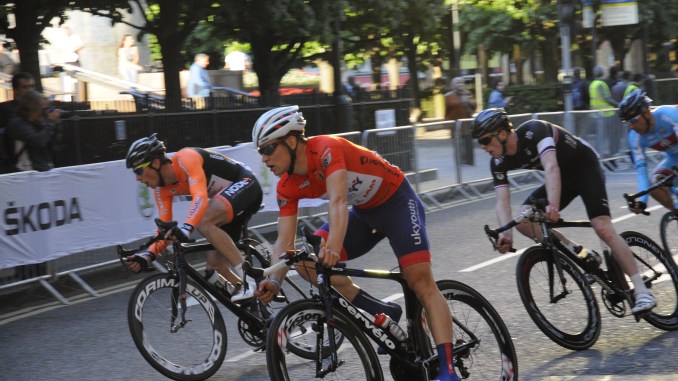 Group of Bicycle Racers In Action